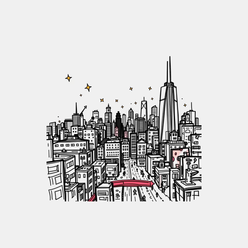 Nighttime Cityscape Illustration Male Tank Top