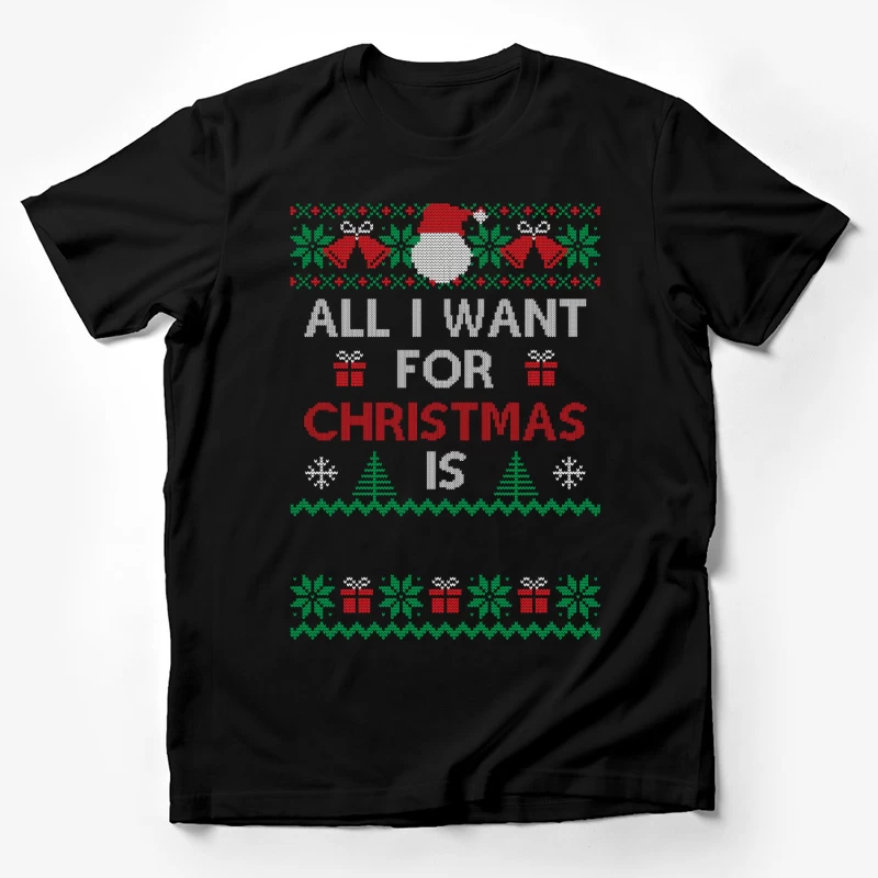 Motif de Noël festif sur fond noir Homme T-Shirt