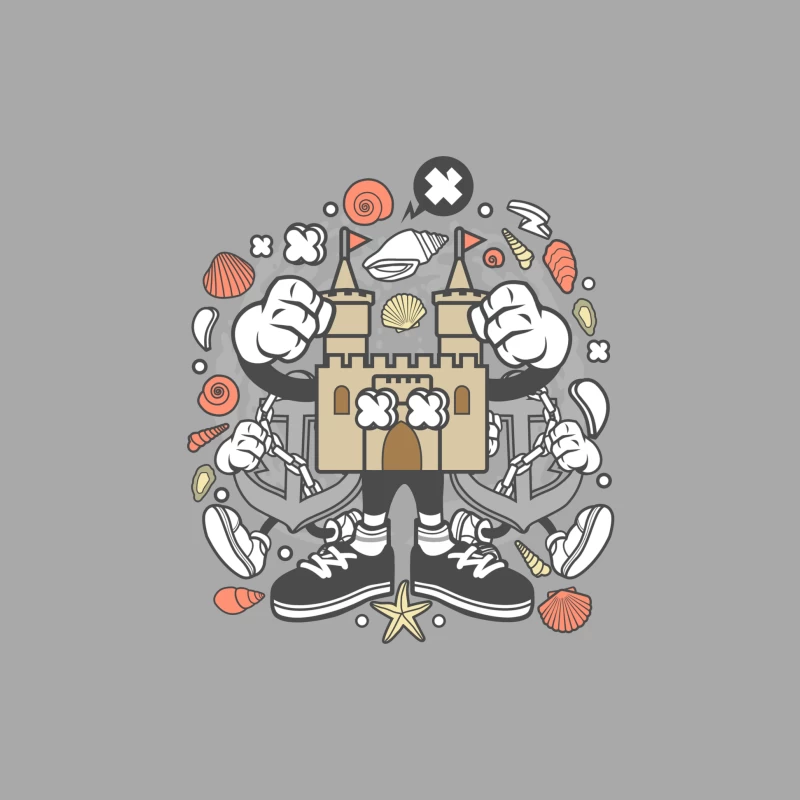 Château animé et éléments marins Homme Sweat à capuche