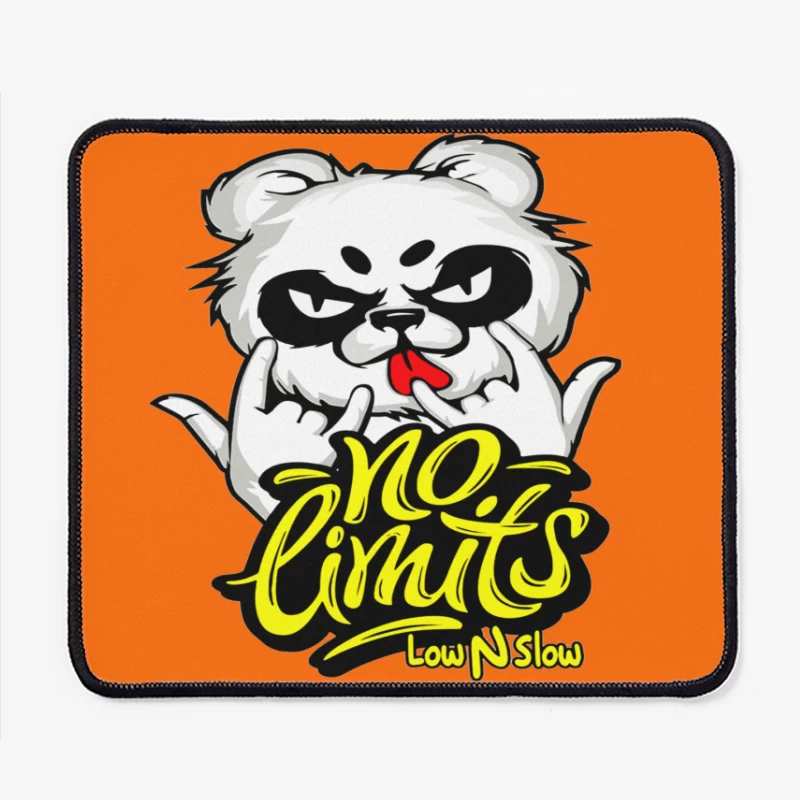 Playful Panda Logo with No Limits Theme Mouse Pad