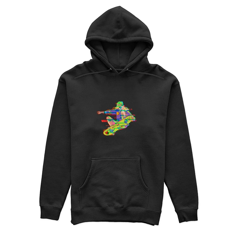Glitch-Schädel-Skateboarding Damen Pullover Hoodie