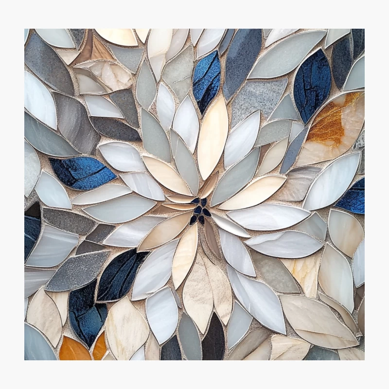 Nature-Inspired Mosaic: Abstract Leaf Pattern in Ceramic Tiles Throw Pillow