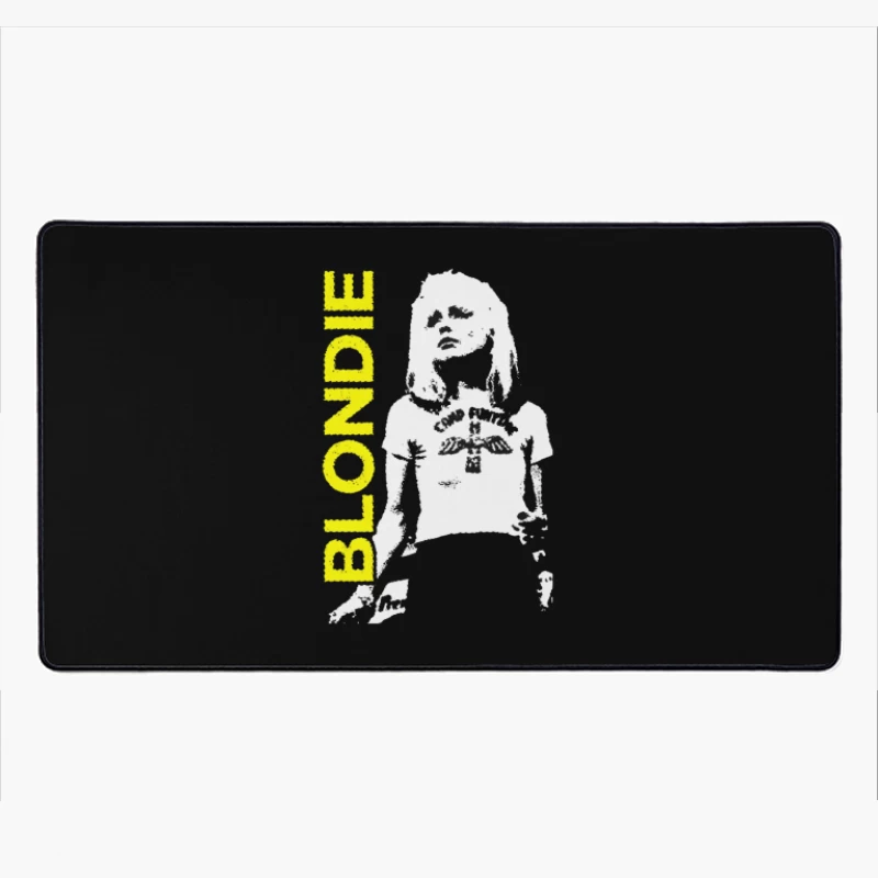 Black and White Punk Rock Artistic Portrait Desk Mat