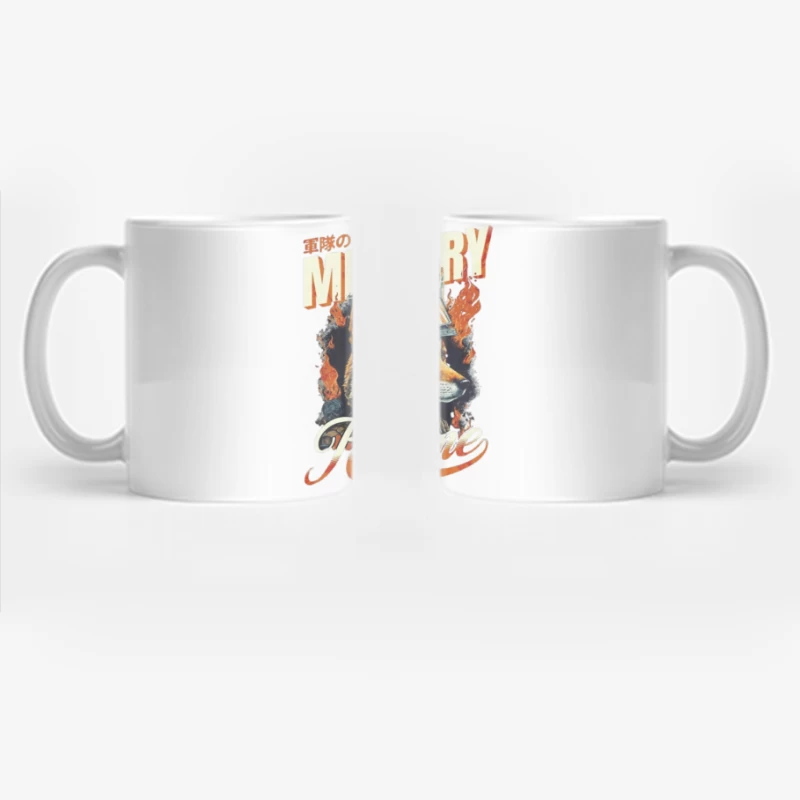 Military Fox: Japanese Vintage Style Helmet Design Coffee Mug