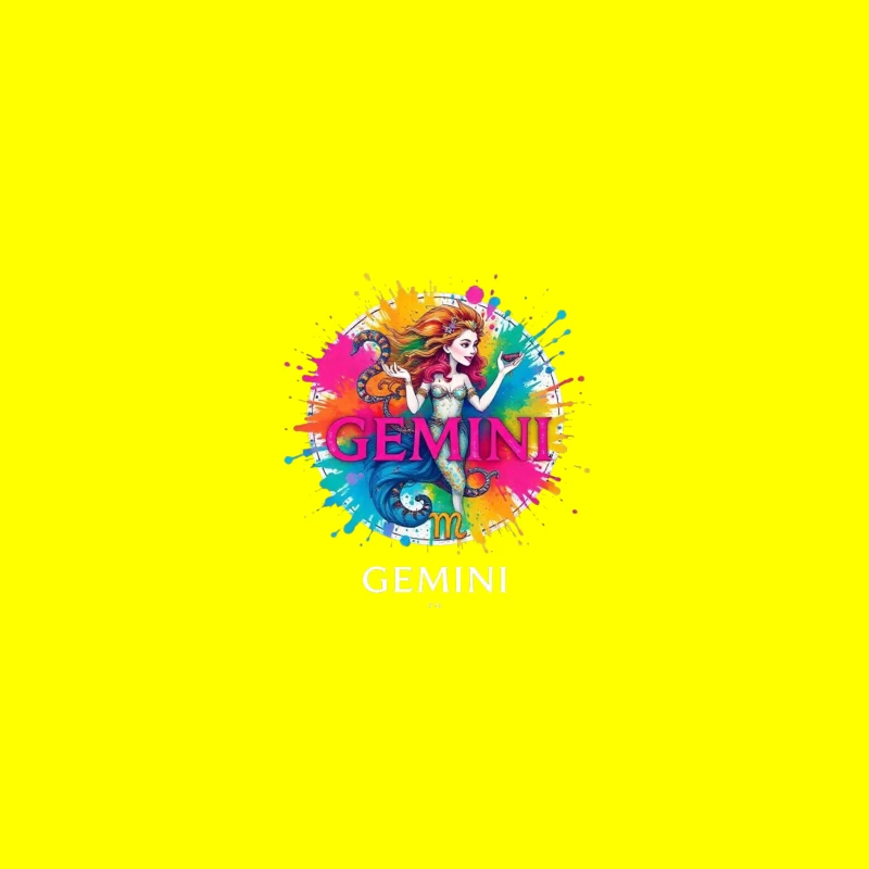 Colorful Gemini Mermaid Artwork Desk Mat