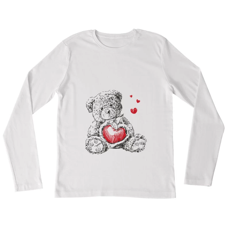 Süßer Teddybär mit Herz Damen Langarm T-Shirt