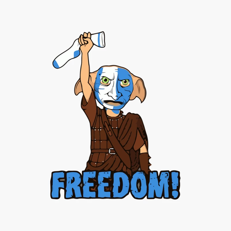 Painted Rebel: Cartoon Character Raises Fist for Freedom Cotton Tote Bag