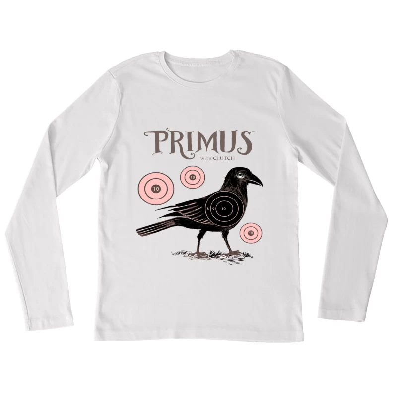 Vintage-Style Primus Concert Poster with Crow and Target Designs Female Long Sleeve T-Shirt