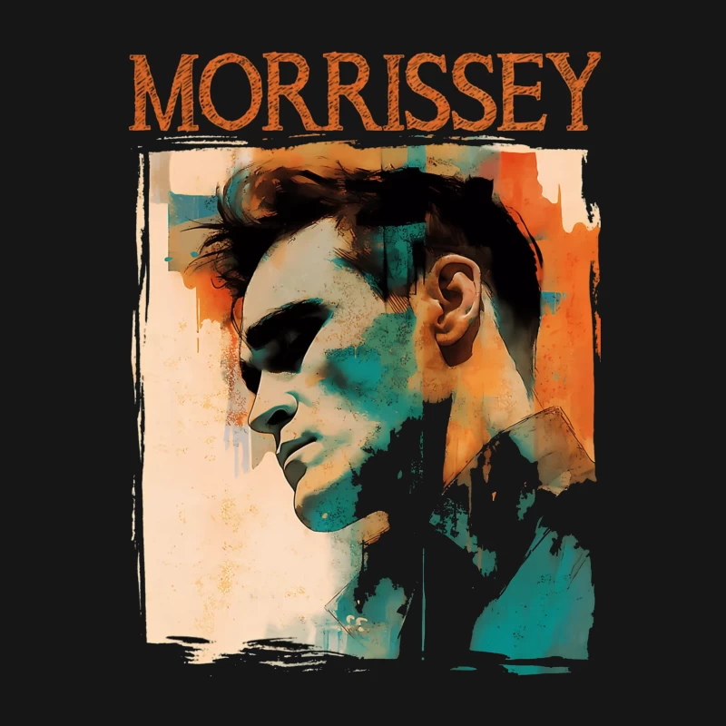 Artistic Watercolor Portrait with Morrissey Typography Male T-Shirt