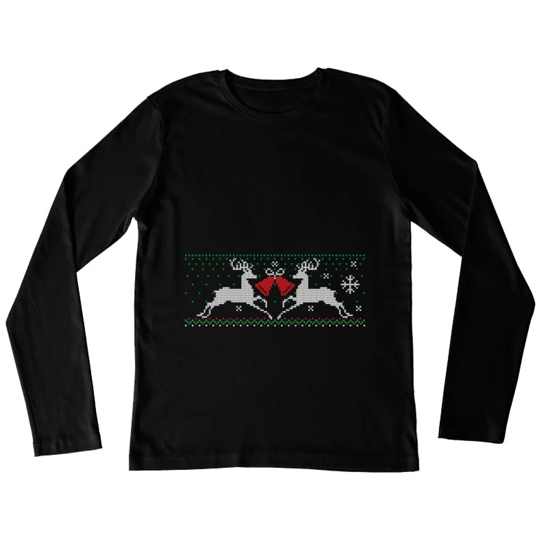 Pull de Noël avec rennes et cloches Femme Manches Longues T-Shirt
