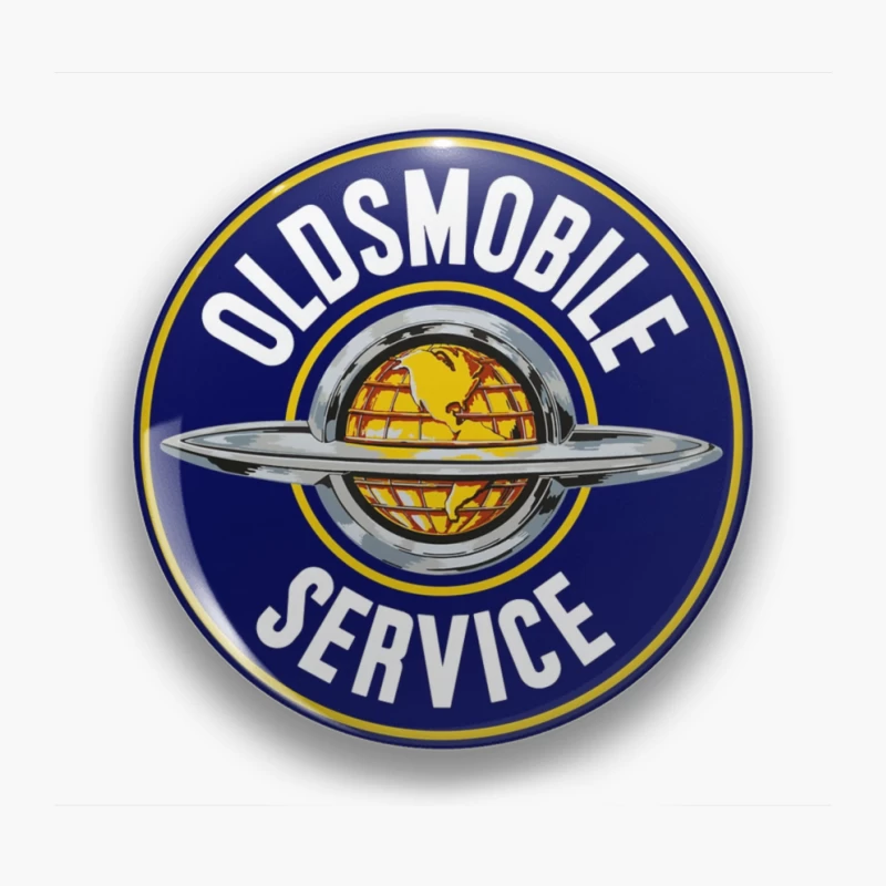 Vintage Oldsmobile Service Logo with Globe Emblem Pin