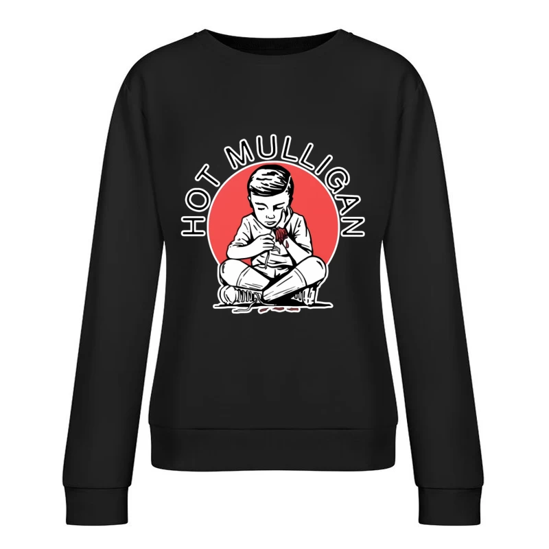 Hot Mulligan Band Logo with Retro Illustration Female Pullover Sweatshirt