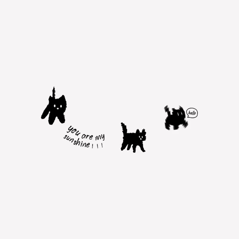 Süße Katzen-Doodle mit Herz Herren T-Shirt