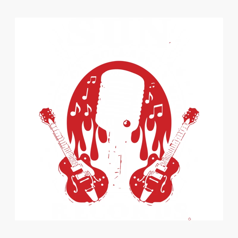 Red Guitar Music Illustration with Dripping Effect Throw Pillow