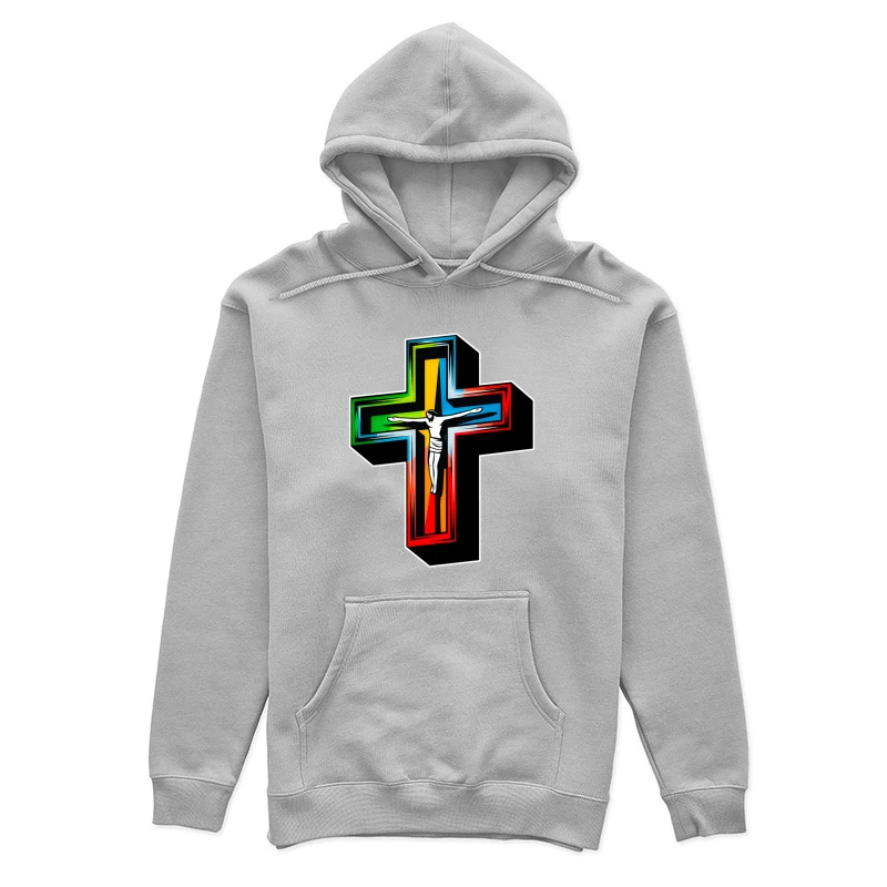 Colorful Modern Christian Cross with Crucifixion Female Pullover Hoodie