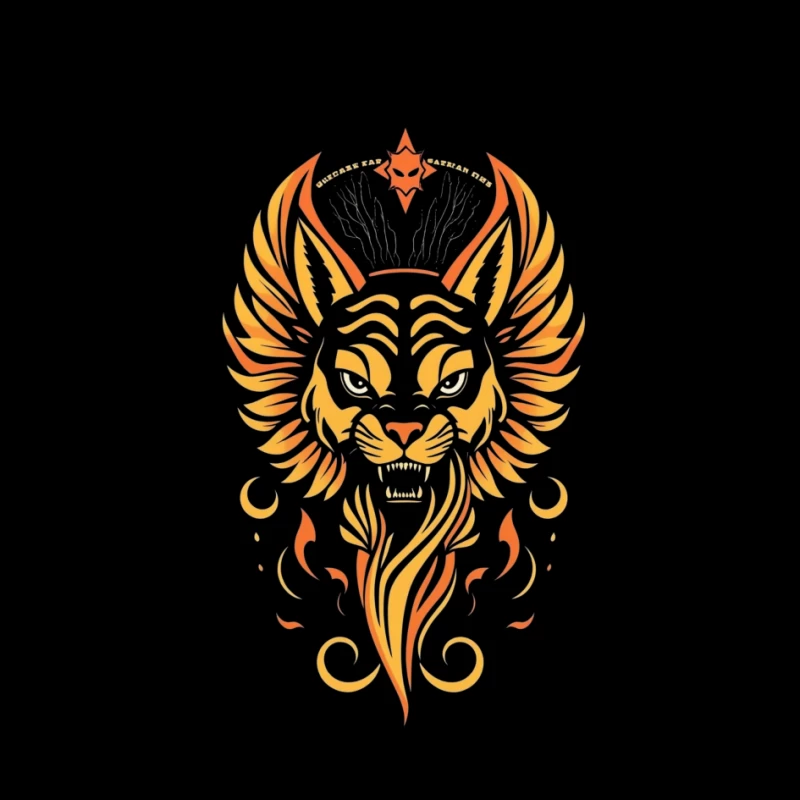 Fierce Winged Lion Illustration Pin