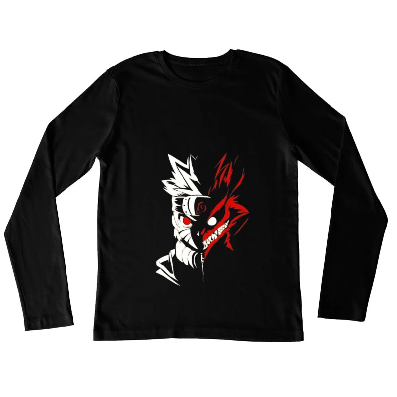 Halb Mensch, halb Dämon Kunstwerk Damen Langarm T-Shirt