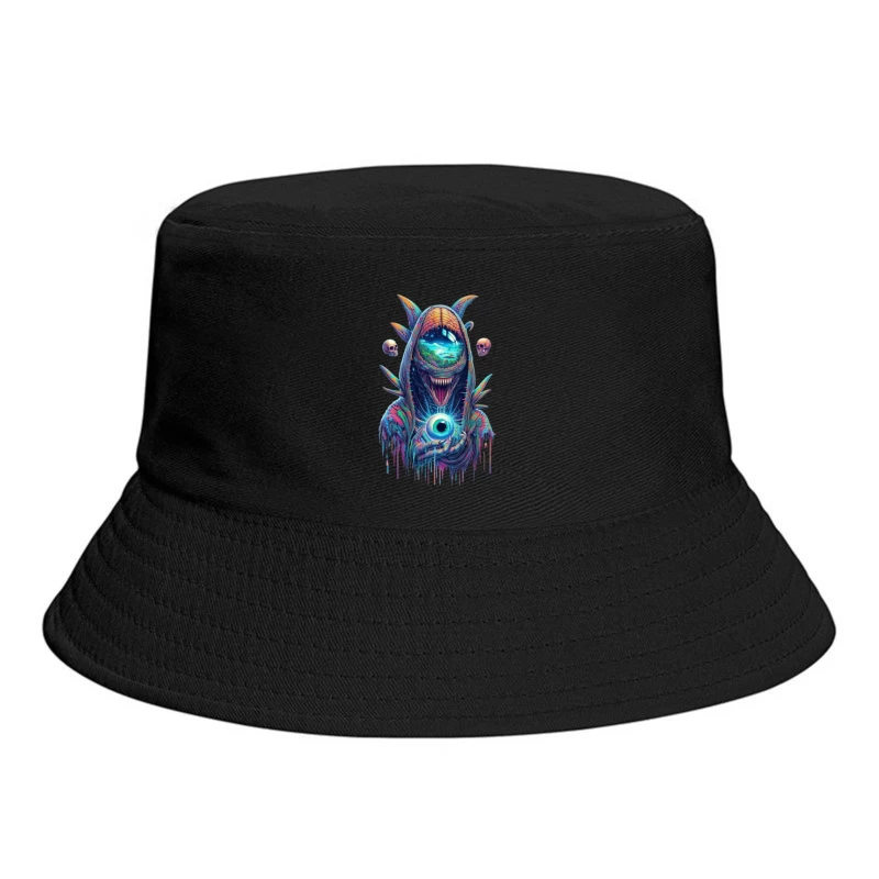 Surreal Cosmic Monster in Vibrant Colors Bucket Hat