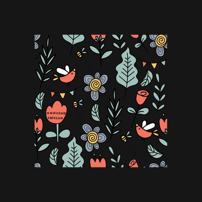 Motif floral vibrant avec oiseaux Femme T-Shirt