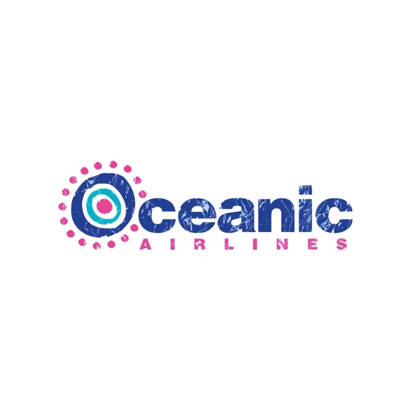 Oceanic Airlines Vintage-Style Logo Design with Blue and Pink Color Scheme Mouse Pad