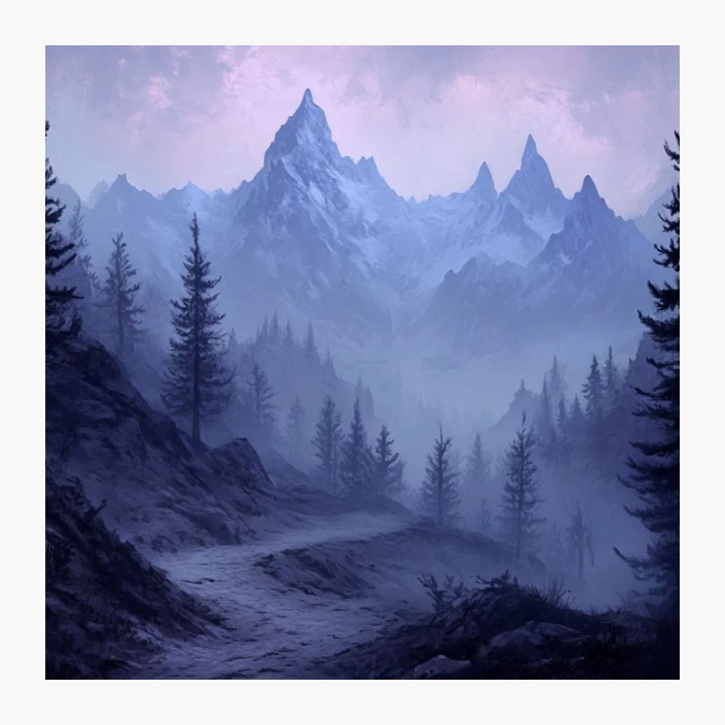 Misty Mountain Forest: A Scenic Winter Fantasy Landscape Pin