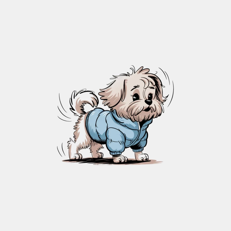 Adorable Cartoon Puppy in Blue Jacket Male Tank Top