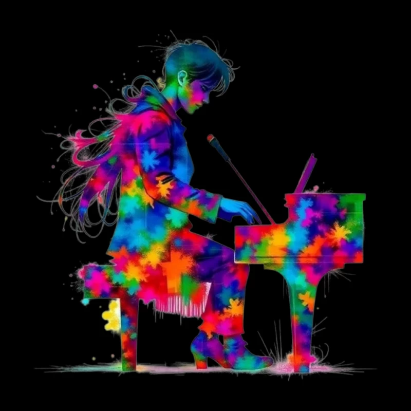 Colorful Piano Performance Pin