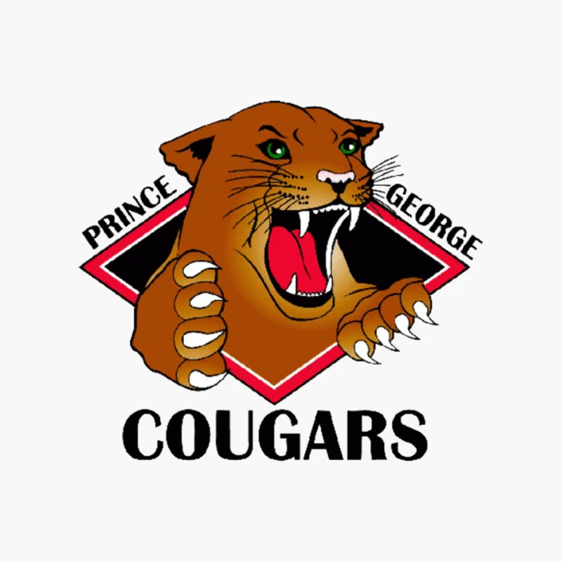 Prince George Cougars Sports Team Logo with Fierce Cougar Mascot Cotton Tote Bag