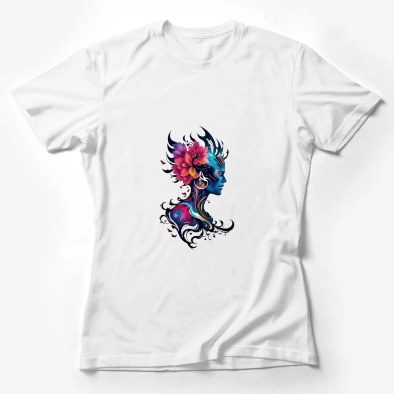 Colorful Abstract Silhouette with Flowers Female T-Shirt