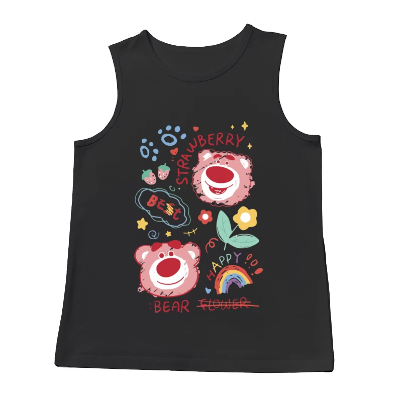 Bären und Erdbeeren Grafik Herren Tanktops