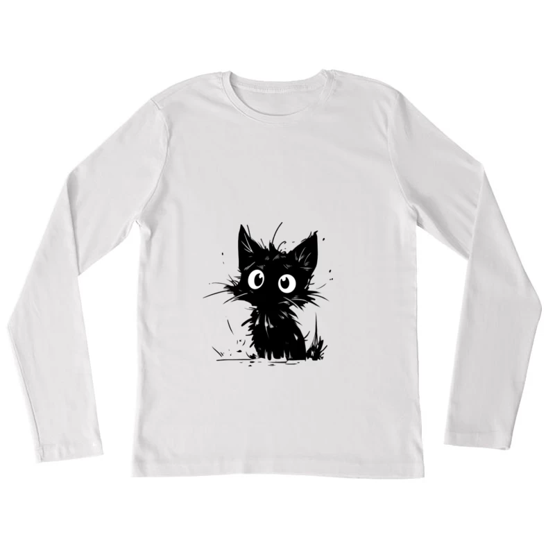 Illustration de chat noir ludique Femme Manches Longues T-Shirt