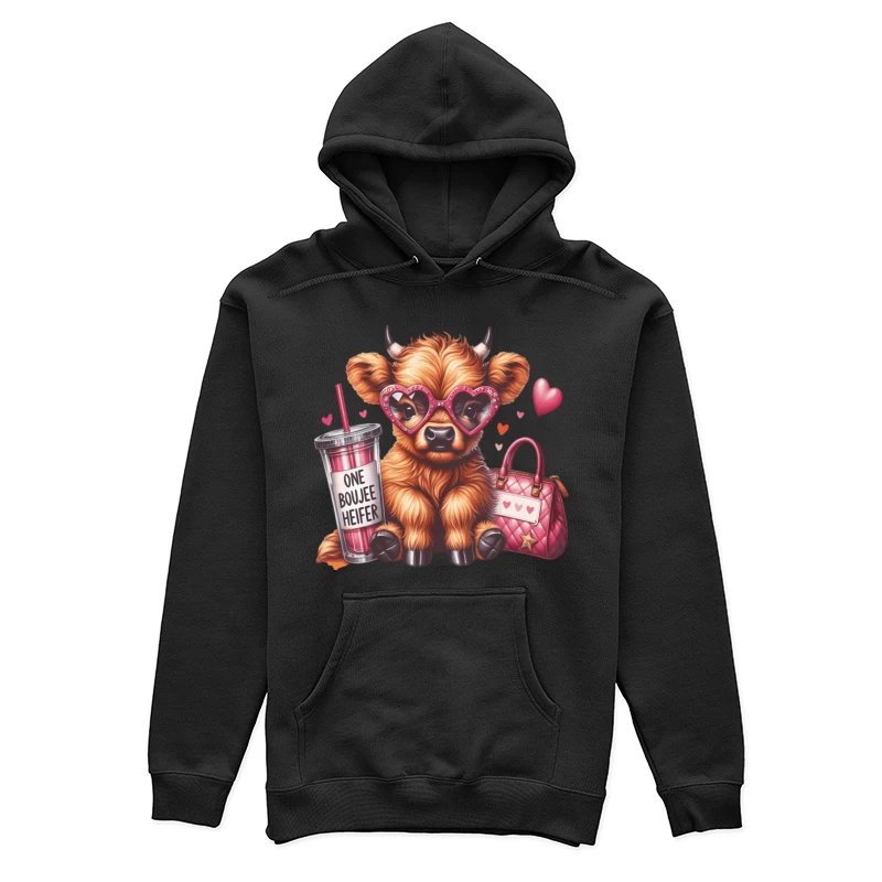 Süße stilvolle Kuh mit Herzbrille Damen Pullover Hoodie