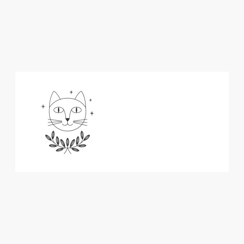 Minimalist Cat Face with Laurel and Stars Illustration Coffee Mug