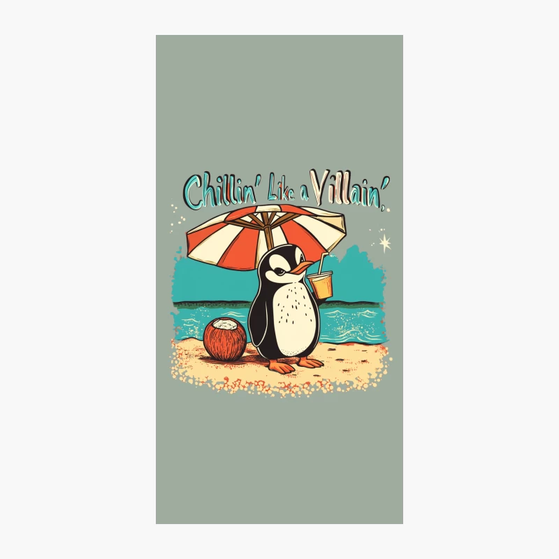 Cartoon Penguin's Villainous Beach Vacation iPhone Case