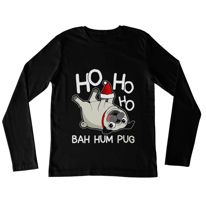 Chien de Noël drôle avec bonnet Femme Manches Longues T-Shirt