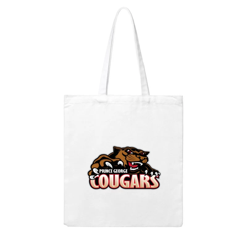 Prince George Cougars Sports Team Logo with Fierce Cougar Mascot Prince George Cougars Cotton Tote Bag