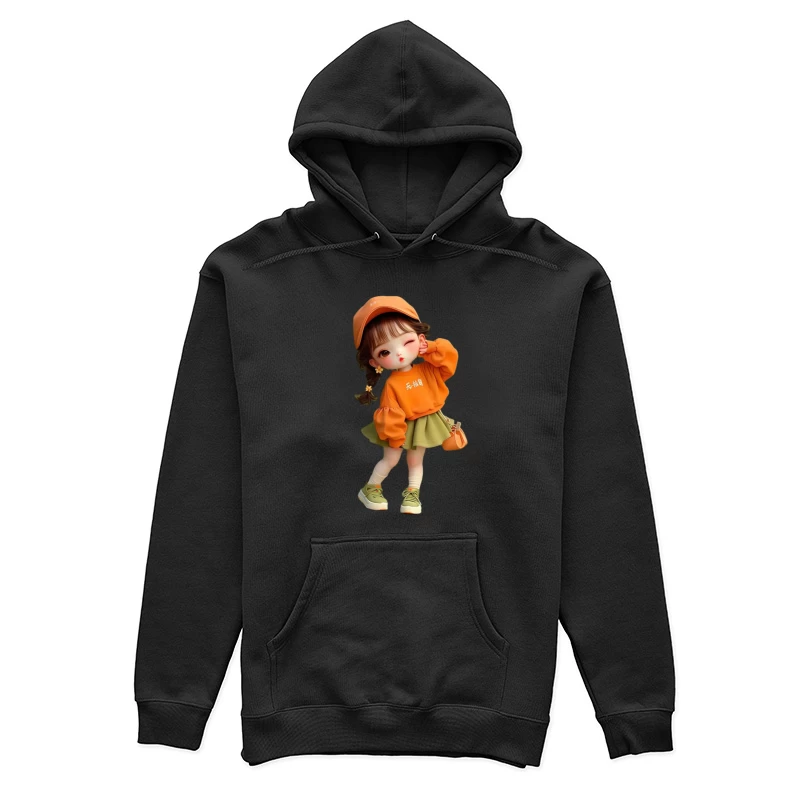 Niedliches Mädchen in Orange mit Accessoires Damen Pullover Hoodie