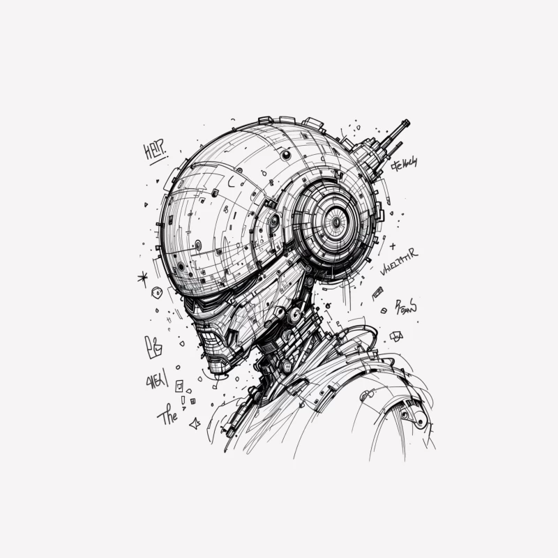 Futuristic Cybernetic Robot Illustration