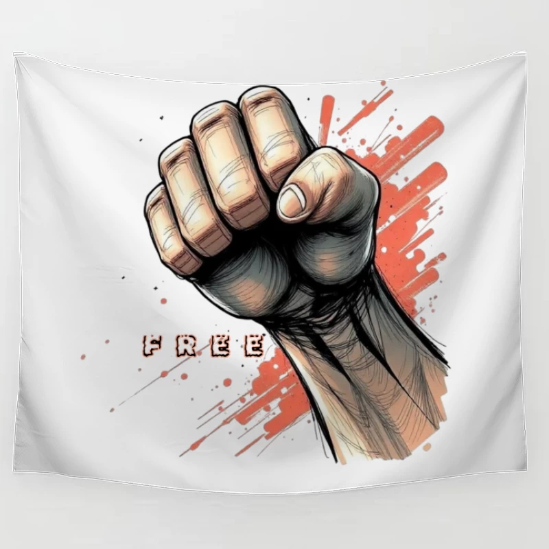 Raised Fist Symbol of Freedom and Resistance Tapestry