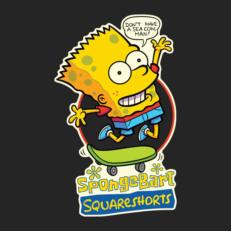 SpongeBart Squareshorts Skateboarding Character Female Pullover Sweatshirt