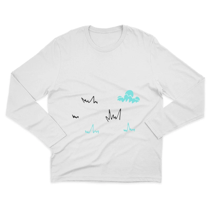 Illustration abstraite avec nuages et traits Homme Manches Longues T-Shirt