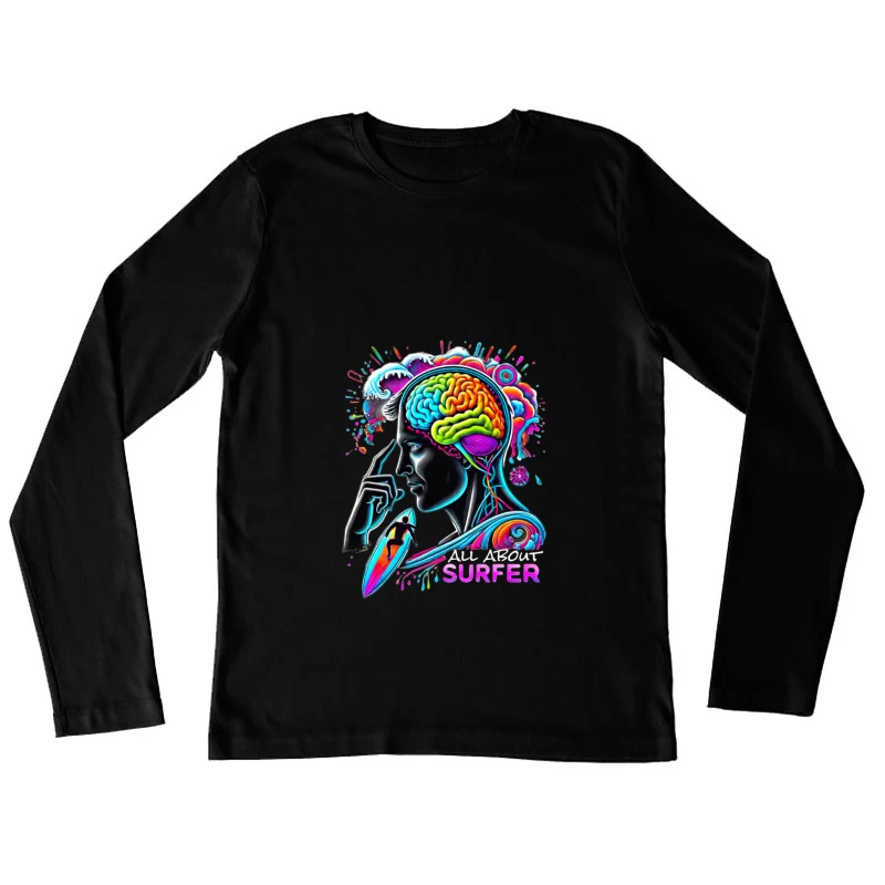 Psychedelic Surfer Brain Wave Art Female Long Sleeve T-Shirt