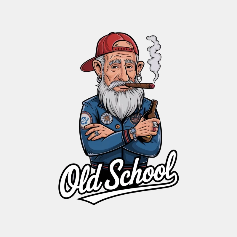 Old School Hipster: Bearded Elder with Cigar and Beer Male Tank Top