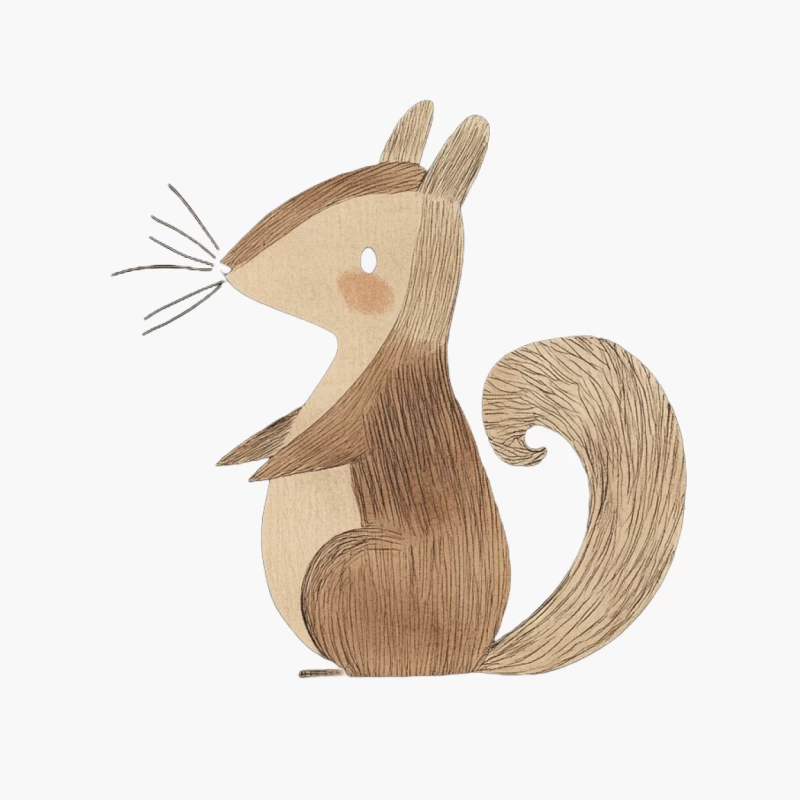 Adorable Minimalist Squirrel Illustration Cotton Tote Bag