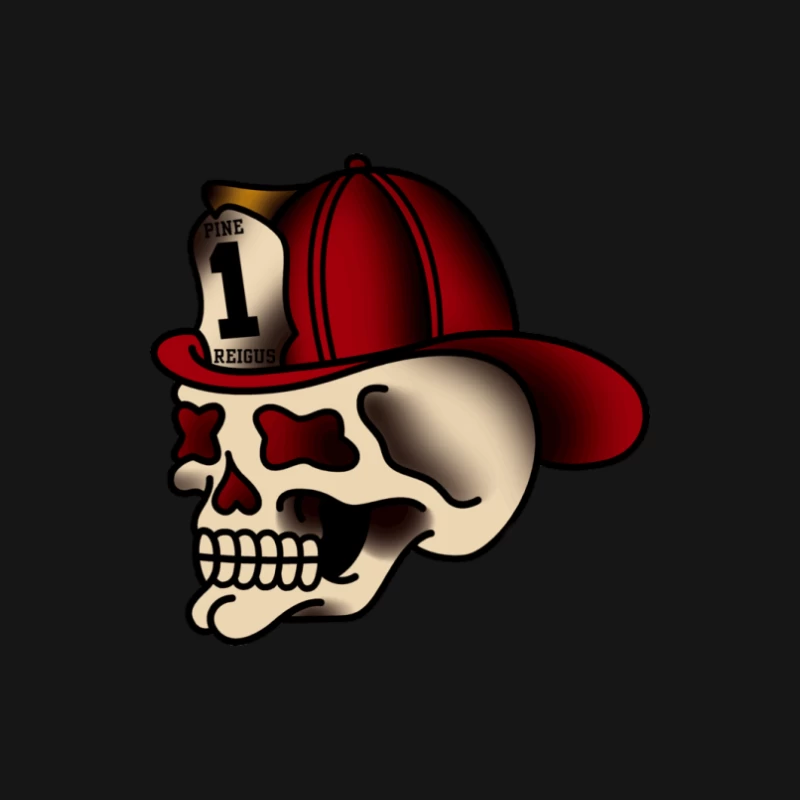 Totenkopf mit Feuerwehrhelm Herren Langarm T-Shirt
