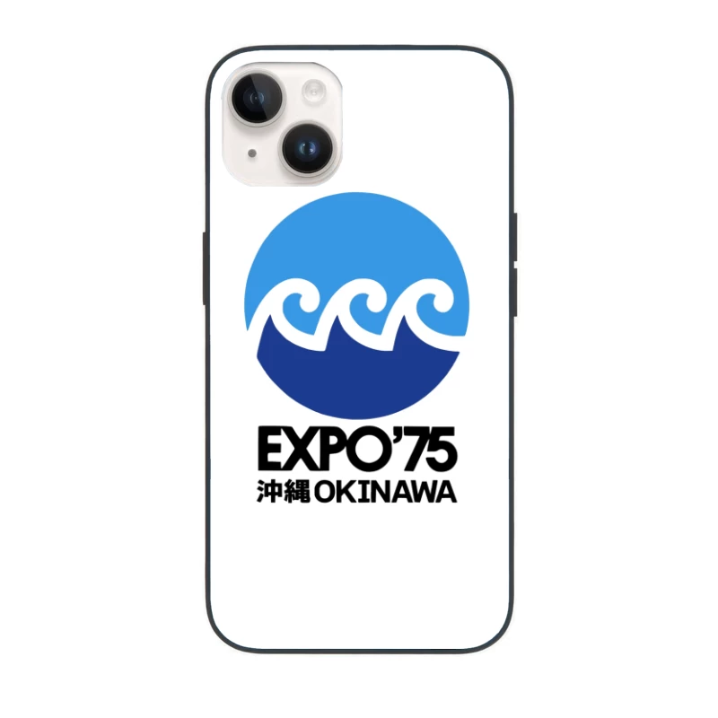 Vintage 1975 Okinawa Expo Logo with Ocean Wave Design iPhone Case