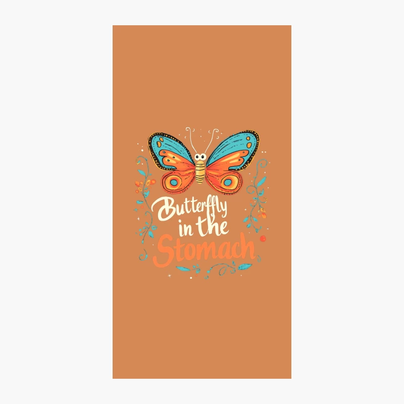 Whimsical Butterfly Illustration with Stomach Typography iPhone Case