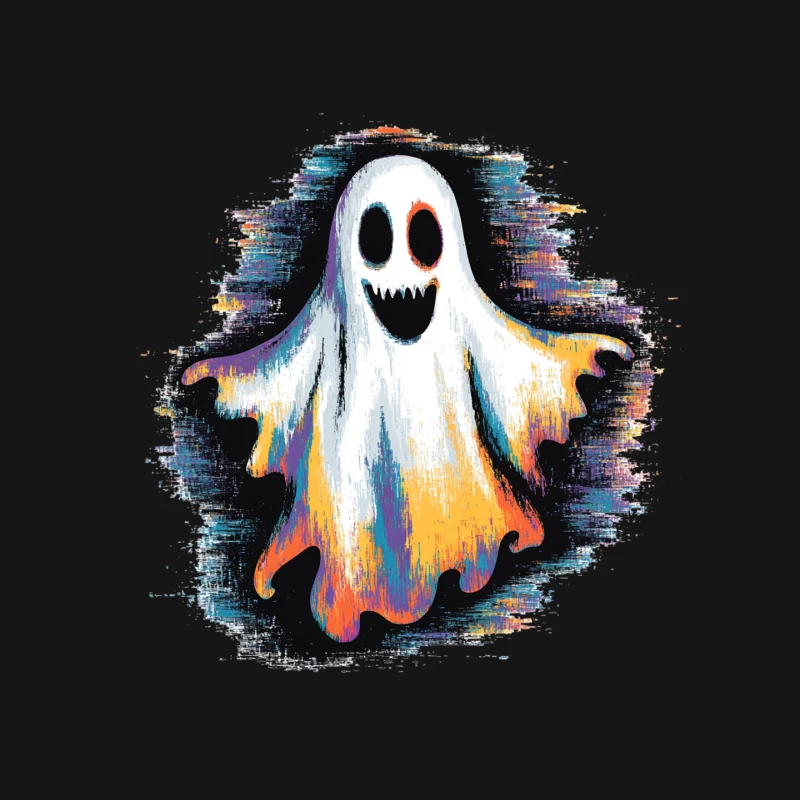 Colorful Spooky Ghost Halloween Illustration Mouse Pad