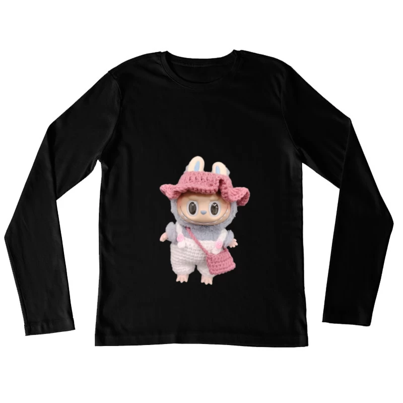 Niedliche Puppe im Hasenkostüm mit gestrickter Mütze Damen Langarm T-Shirt