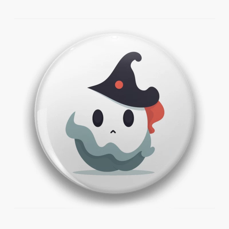 Cute Cartoon Ghost with Witch Hat Pin